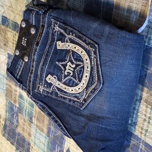 Women's Blue Jeans with Embellished Pockets